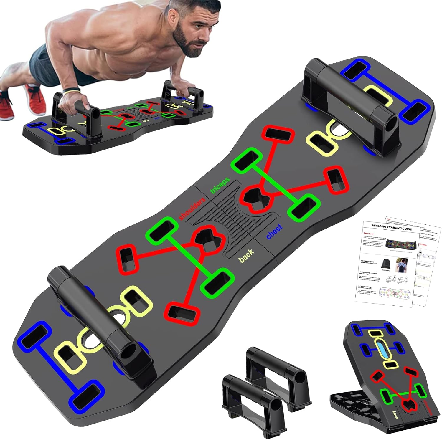  Push Up Board, Portable Multi-Function Foldable 10 in 1 Push Up Bar, Push up Handles